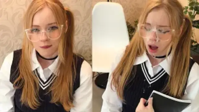 Punished a cheeky Schoolgirl for being late and came all over her cute face